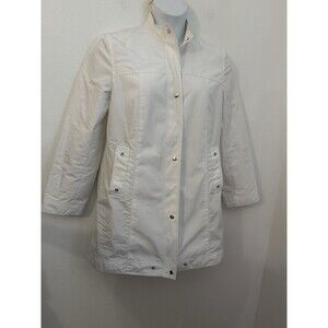 Ann Taylor Loft White Jacket Raincoat Size Large Hip Length Classic Neutral L